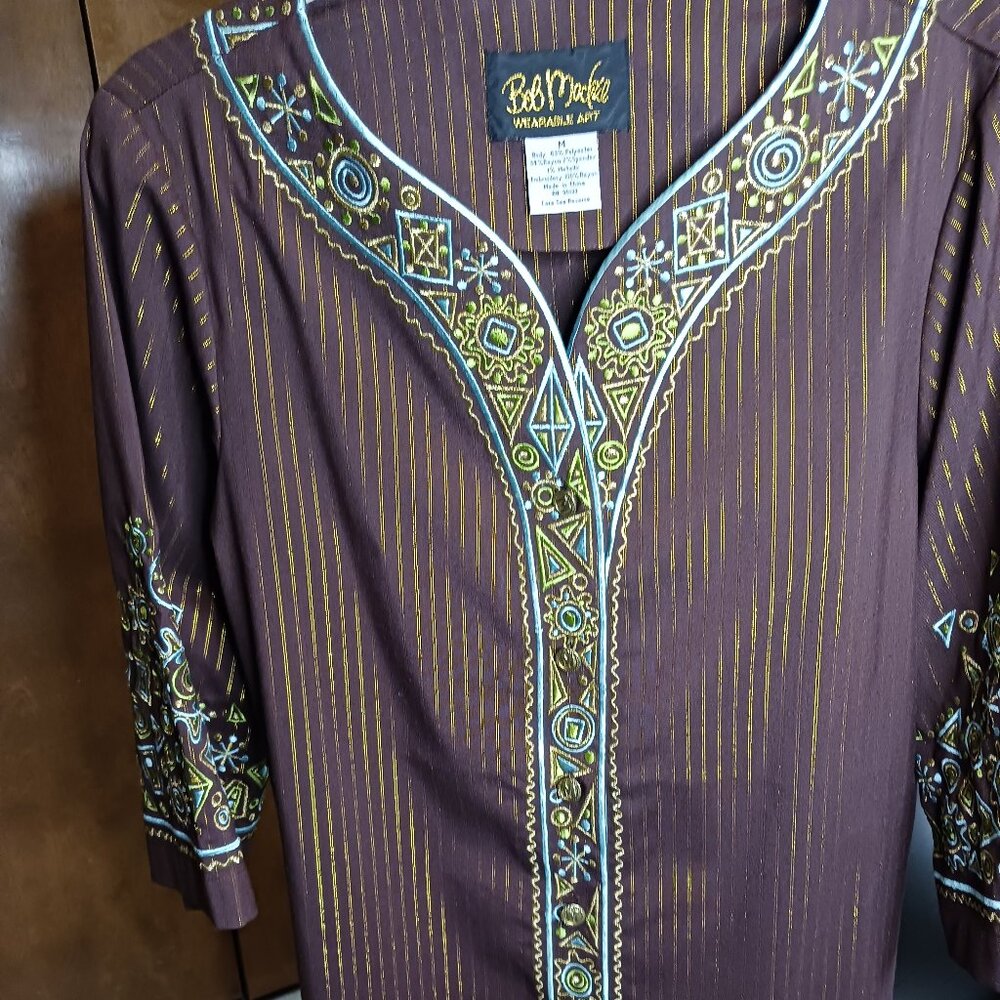 Bob Mackie Wearable Art brown and gold striped tunic